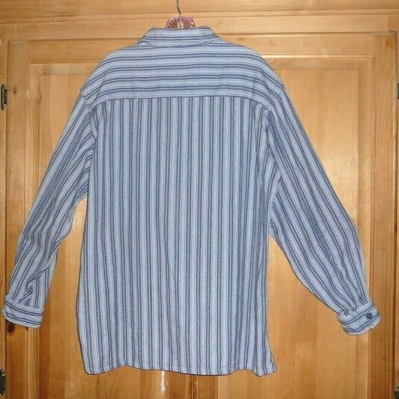 LEVI'S CLASSIC JEANSWEAR Mens Size Large Blue Stripe Cotton Button Down Shirt - Picture 5 of 5